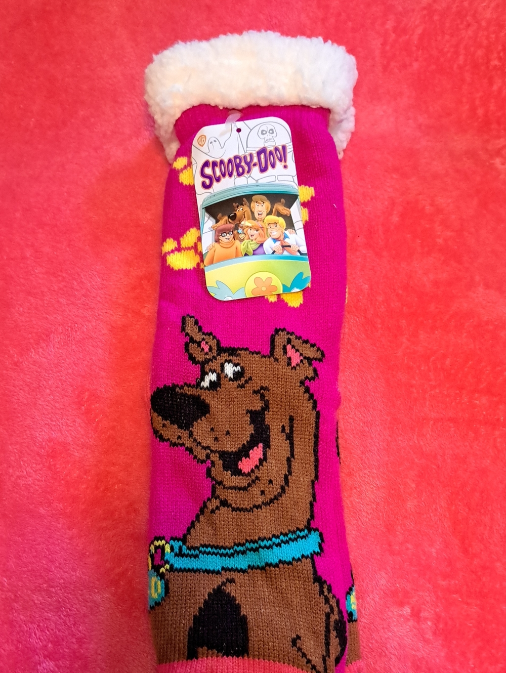 Women's Plush-Lined Pink Character Socks NWT
